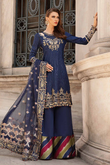 MARIA B | SATEEN | EMBROIDERED COTTON SATIN SUIT | CST-804 | WITH SLEEVES