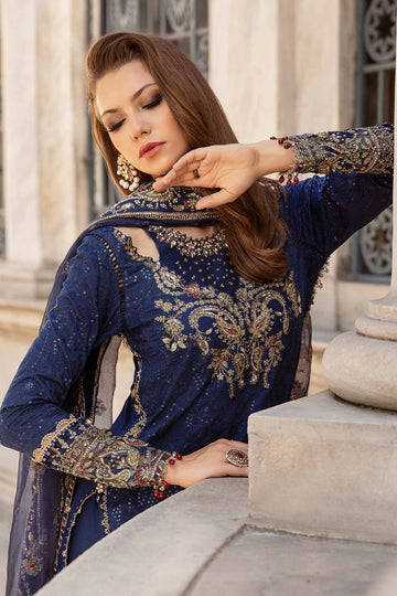 MARIA B | SATEEN | EMBROIDERED COTTON SATIN SUIT | CST-804 | WITH SLEEVES