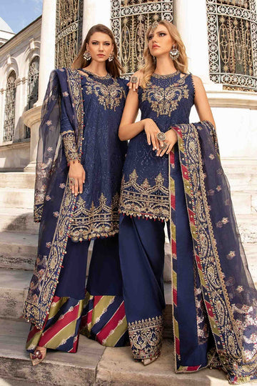 MARIA B | SATEEN | EMBROIDERED COTTON SATIN SUIT | CST-804 | WITHOUT SLEEVES