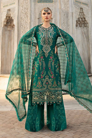 MARIA B | SATEEN | EMBROIDERED COTTON SATIN SUIT | CST-805