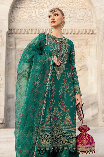 MARIA B | SATEEN | EMBROIDERED COTTON SATIN SUIT | CST-805