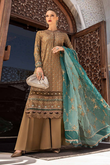 MARIA B | SATEEN | EMBROIDERED COTTON SATIN SUIT | CST-808