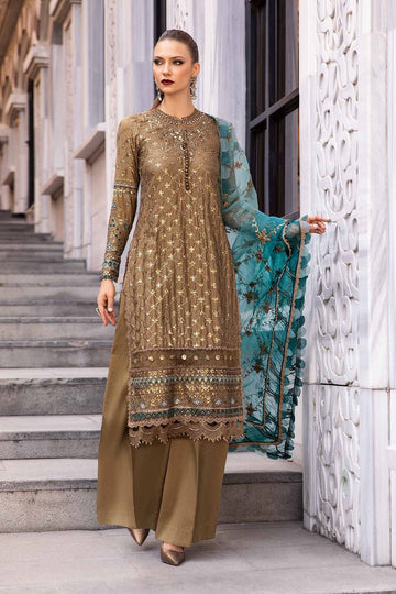 MARIA B | SATEEN | EMBROIDERED COTTON SATIN SUIT | CST-808