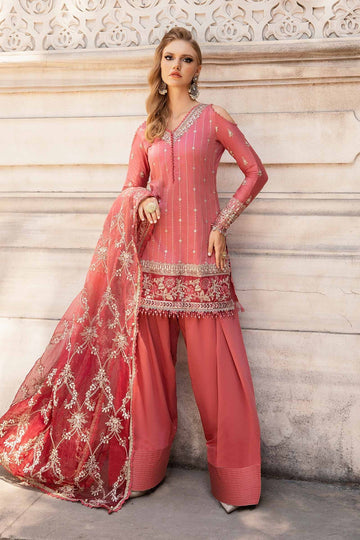 MARIA B | SATEEN | EMBROIDERED COTTON SATIN SUIT | CST-809