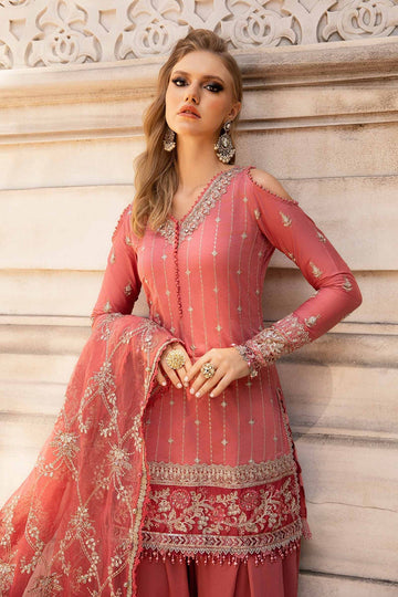 MARIA B | SATEEN | EMBROIDERED COTTON SATIN SUIT | CST-809