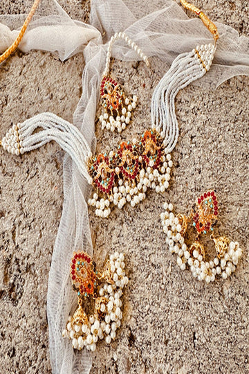 KOH-E-GEM | JEWELLERY | CLASSIC NAURATAN CHOKER SET - GOLD