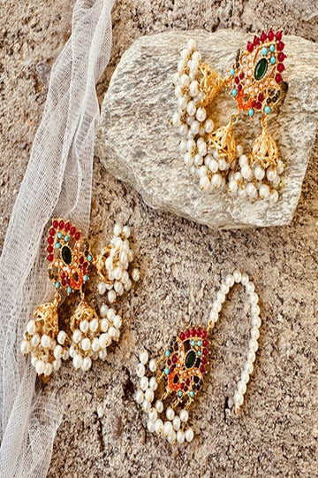 KOH-E-GEM | JEWELLERY | CLASSIC NAURATAN CHOKER SET - GREEN