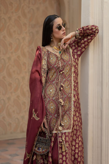 SHIZA HASSAN | CHAP TILAK LUXURY PRET | CRIMSON