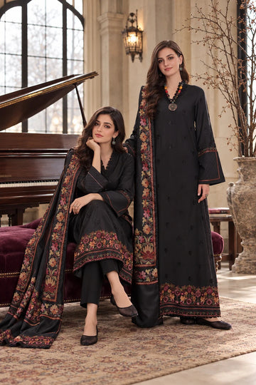 NOOR BY SADIA | WINTER EMBROIDERED PRINTSKHAS '26 | D2 A - SHADOW BLACK AARI