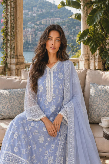 NOOR BY SADIA | NOORIYAH LUXURY EMBROIDERED CHIFFON | D3 - DOVE BLUE