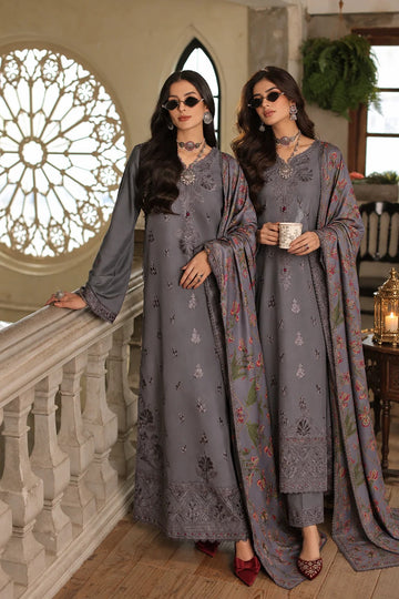 NOOR BY SADIA | WINTER EMBROIDERED PRINTSKHAS '26 | D4 A - GRAPHITE STEEL