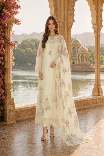 NOOR BY SADIA | NOORIYAH LUXURY EMBROIDERED CHIFFON | D5 - PALE YELLOW | B