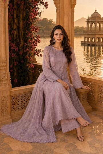 NOOR BY SADIA | NOORIYAH LUXURY EMBROIDERED CHIFFON | D6 - VINTAGE MAUVE | B