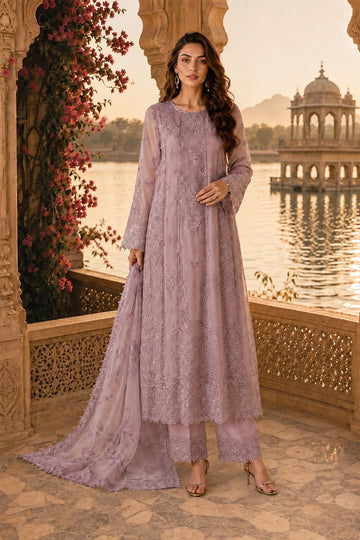 NOOR BY SADIA | NOORIYAH LUXURY EMBROIDERED CHIFFON | D6 - VINTAGE MAUVE | B