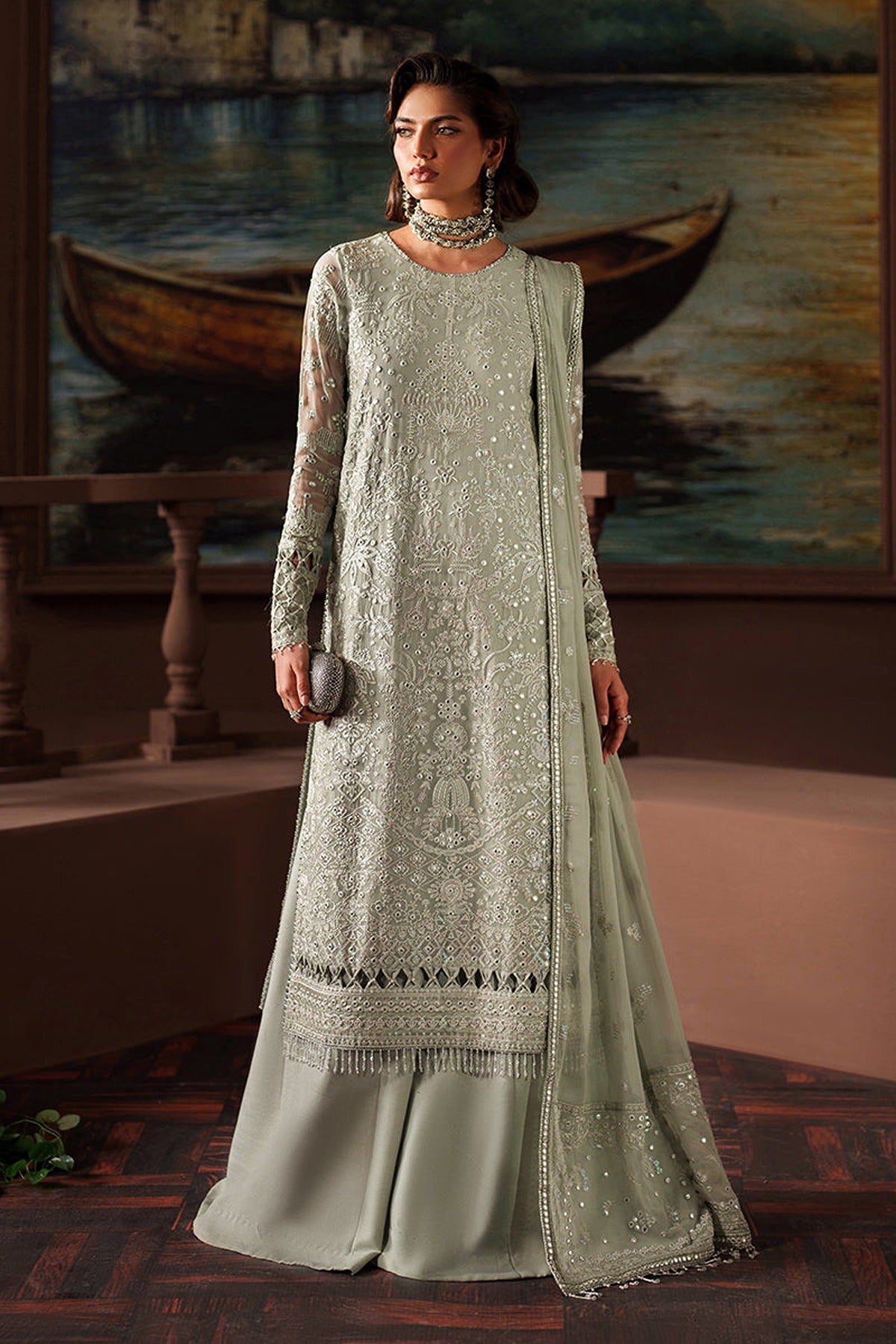 ZARIF | PREMIUM CHIFFON | ZRF-PRC-02 ETHEL | LONG SHIRT WITH SHARARA