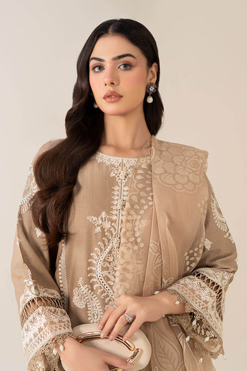 MARIA B | LUXURY PRET | 3 PIECE EMBROIDERED SUIT | DW-EA23-26R1-COFFEE