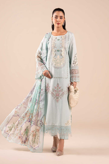 MARIA B | LUXURY PRET | 3 PIECE EMBROIDERED DOBBY SUIT | DW-EA25-52-SKY BLUE