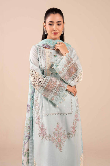 MARIA B | LUXURY PRET | 3 PIECE EMBROIDERED DOBBY SUIT | DW-EA25-52-SKY BLUE