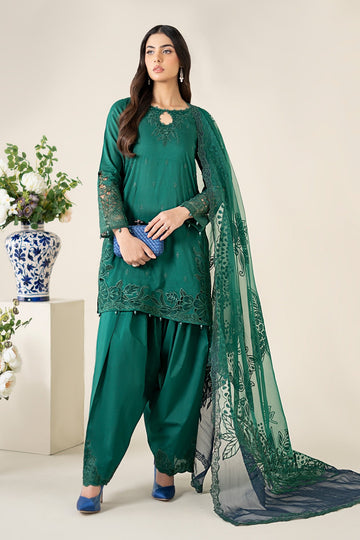 MARIA B | LUXURY PRET | 3 PIECE EMBROIDERED DOBBY SUIT | DW-EA25-67-GREEN