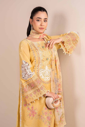 MARIA B | LUXURY PRET | 3 PIECE EMBROIDERED DOBBY SUIT | DW-EA25-52-YELLOW