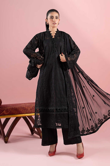 MARIA B | LUXURY PRET | 3 PIECE EMBROIDERED LAWN SUIT | DW-EA25-88-BLACK