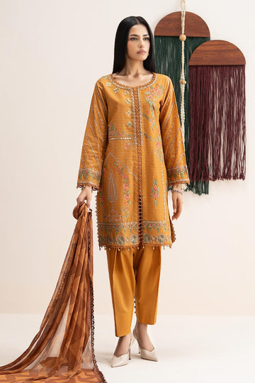 MARIA B | DESI SUMMER PIE | 3 PIECE EMBROIDERED DOBBY LAWN SUIT | DW-EA26-04-MUSTARD