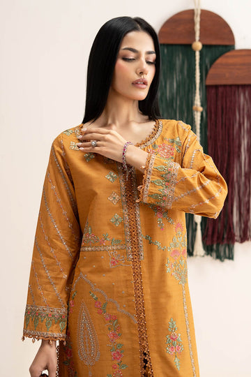 MARIA B | DESI SUMMER PIE | 3 PIECE EMBROIDERED DOBBY LAWN SUIT | DW-EA26-04-MUSTARD