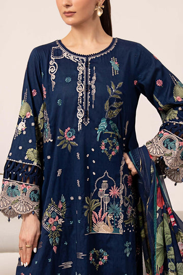 MARIA B | DESI SUMMER PIE | 3 PIECE EMBROIDERED DOBBY LAWN SUIT | DW-EA26-11-BLUE