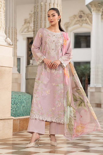 MARIA B | DESI SUMMER PIE | 3 PIECE EMBROIDERED DOBBY LAWN SUIT | DW-EA26-15-LILAC