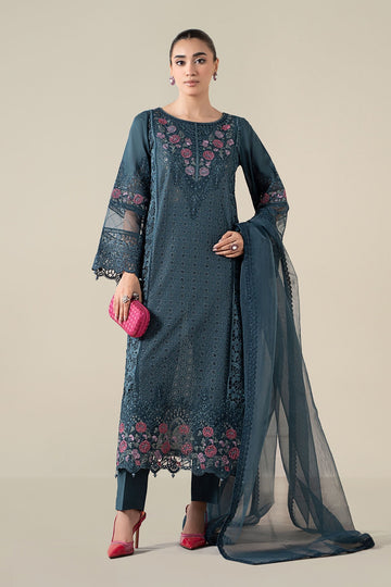 MARIA B | LUXURY PRET | 3 PIECE EMBROIDERED LAWN SUIT | DW-EF25-08-TEAL