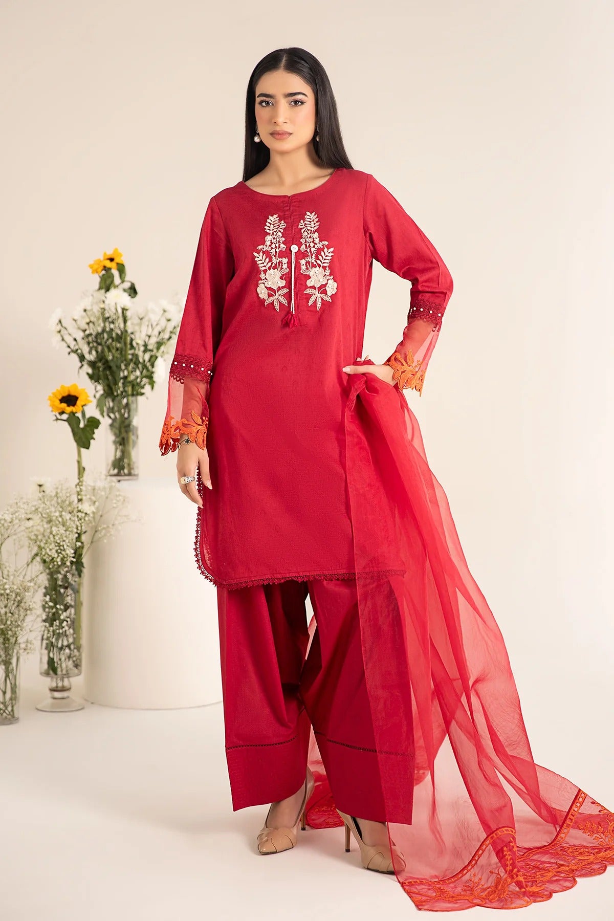 MARIA B | LUXURY PRET | 3 PIECE EMBROIDERED SELF JACQUARD LAWN SUIT | DW-EF25-15