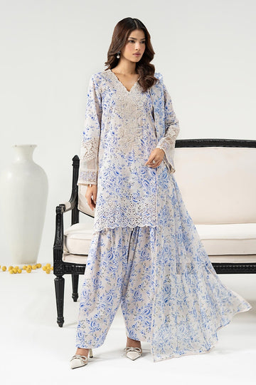 MARIA B | DESI SUMMER PIE | 3 PIECE EMBROIDERED LAWN SUIT | DW-EF25-36R1-PRINTED OFF WHITE
