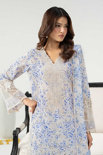 MARIA B | DESI SUMMER PIE | 3 PIECE EMBROIDERED LAWN SUIT | DW-EF25-36R1-PRINTED OFF WHITE