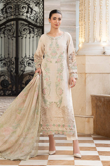 MARIA B | DESI SUMMER PIE | 3 PIECE EMBROIDERED SELF JACQUARD LAWN SUIT | DW-EF25-47R1-OFF WHITE