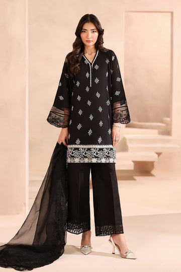 MARIA B | MONOCHROME | 3 PIECE EMBROIDERED LAWN SUIT | DW-MN25-01-BLACK