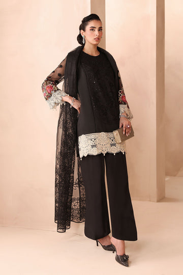 MARIA B | MONOCHROME | 3 PIECE EMBROIDERED ORGANZA JACQUARD SUIT | DW-MN25-02-BLACK
