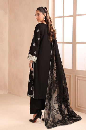 MARIA B | MONOCHROME | 3 PIECE EMBROIDERED DOBBY SUIT | DW-MN25-06-BLACK