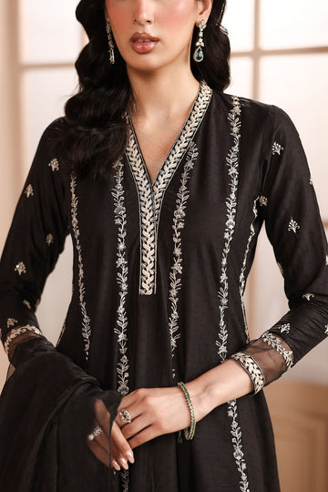 MARIA B | MONOCHROME | 3 PIECE EMBROIDERED DOBBY SUIT | DW-MN25-09-BLACK