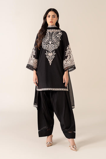 MARIA B | MONOCHROME | 3 PIECE EMBROIDERED DOBBY SUIT | DW-MN25-12-BLACK