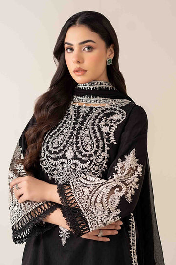 MARIA B | MONOCHROME | 3 PIECE EMBROIDERED DOBBY SUIT | DW-MN25-12-BLACK