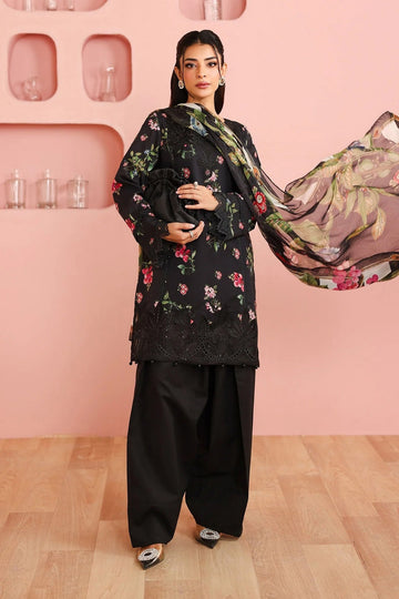 MARIA B | DESI SUMMER PIE | 3 PIECE EMBROIDERED CAMBRIC SUIT | DW-PF25-06R1-BLACK