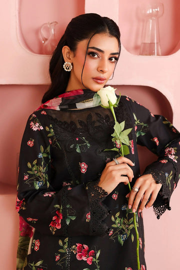 MARIA B | DESI SUMMER PIE | 3 PIECE EMBROIDERED CAMBRIC SUIT | DW-PF25-06R1-BLACK