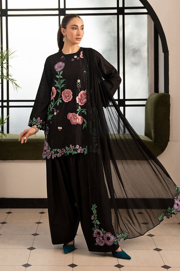 MARIA B | DESI SUMMER PIE | 3 PIECE EMBROIDERED DOBBY LAWN SUIT | DW-PF26-20-BLACK