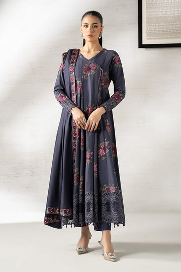 MARIA B | LUXURY PRET | 3 PIECE EMBROIDERED KHADDAR SUIT | DW-W24-33R1-BLUE