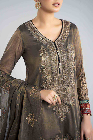MARIA B | LUXURY PRET | 3 PIECE EMBROIDERED MASOORI SUIT | DW-W25-01-BLACK