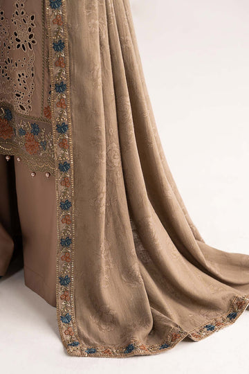 MARIA B | LUXURY PRET | 3 PIECE EMBROIDERED LINEN SUIT | DW-W25-02-COFFEE