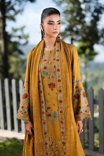 MARIA B | LUXURY PRET | 3 PIECE EMBROIDERED LINEN SUIT | DW-W25-02-MUSTARD