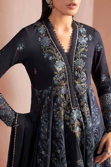 MARIA B | LUXURY PRET | 3 PIECE EMBROIDERED STAPLE RAW SILK SUIT | DW-W25-04-BLUE