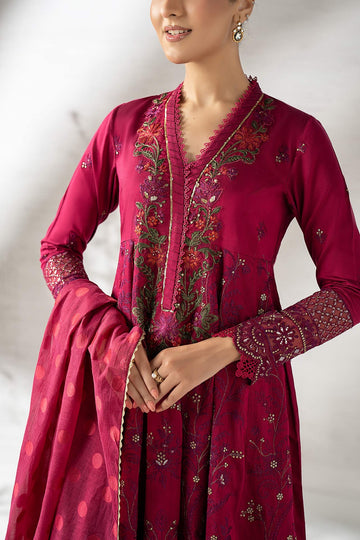 MARIA B | LUXURY PRET | 3 PIECE EMBROIDERED STAPLE RAW SILK SUIT | DW-W25-04-PINK