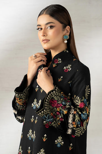 MARIA B | LUXURY PRET | 3 PIECE EMBROIDERED KHADDAR SUIT | DW-W25-05-BLACK